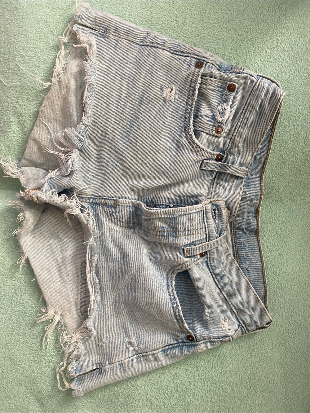 Levi's Light Blue Distressed Denim Cutoff Shorts